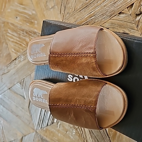 New SOREL Ellas leather slides sandals, 6.5 - Picture 3 of 7